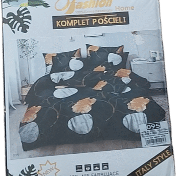 Elegancki komplet pościeli 160x200 cm z satyny bawełnianej – granatowe motywy