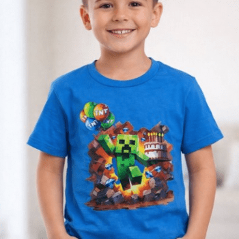 Koszulka chłopięca Minecraft – bawełniana, wygodna, z nadrukiem z gry