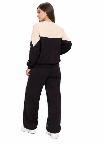 Dres młodzieżowy beżowo-brązowy komplet bluza + spodnie - obrazek 2