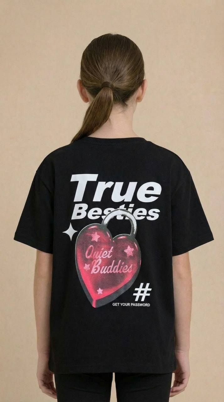 Koszulka młodzieżowa dziewczęca bawełniana z elastanem True Besties - obrazek 2