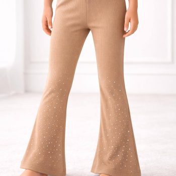 Legginsy dziewczęce w prążek z dzwonami i cyrkoniami ✨