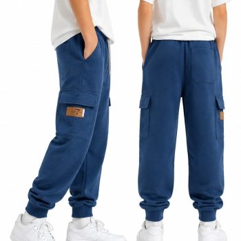 Spodnie chłopięce dresowe typu denim (jeans look) ze ściągaczami – dekatyzowane